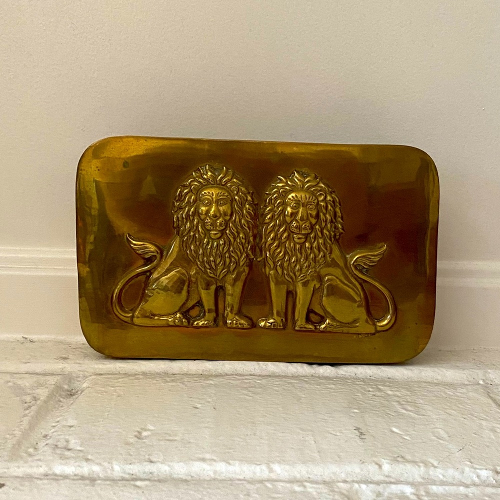 Vintage Brass Box with Lions